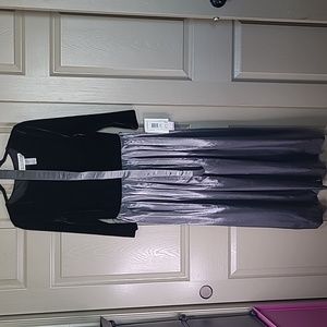 NWT Jessica howard black & silver velvet metallic long sleeve maxi dress